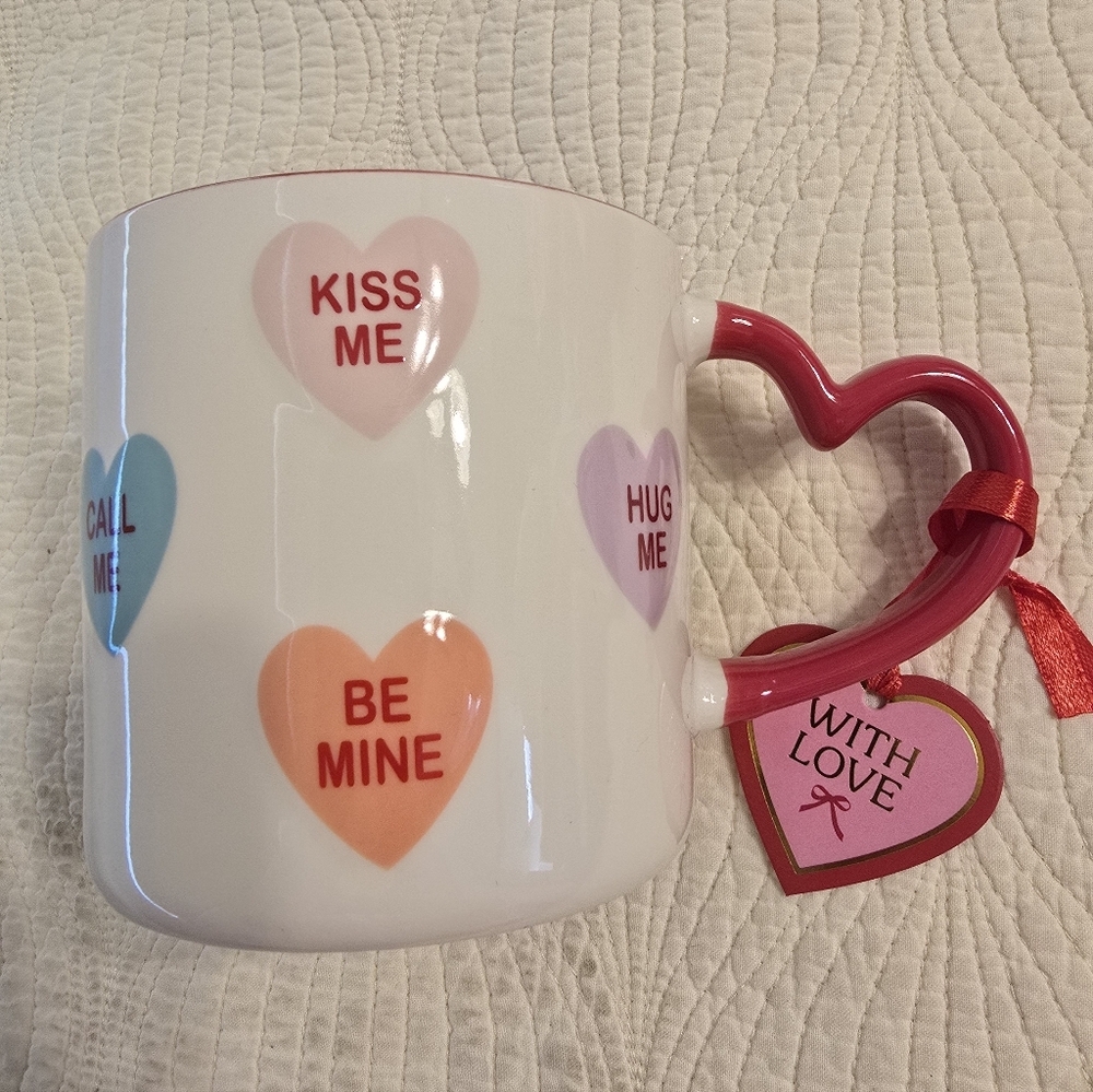 NWT Conversation Heart Valentine's Ceramic Mug